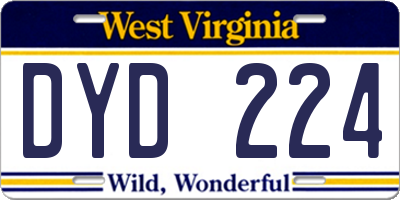 WV license plate DYD224