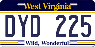 WV license plate DYD225