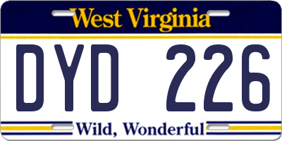 WV license plate DYD226