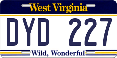 WV license plate DYD227