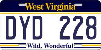 WV license plate DYD228