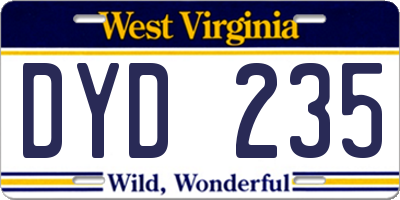 WV license plate DYD235
