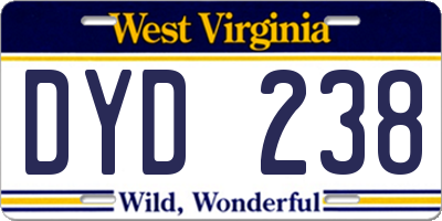 WV license plate DYD238