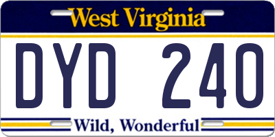 WV license plate DYD240