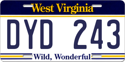 WV license plate DYD243