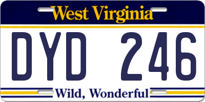 WV license plate DYD246