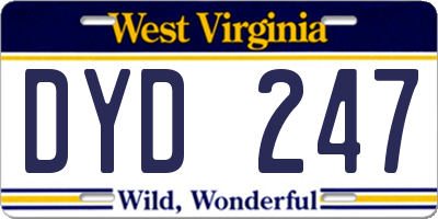 WV license plate DYD247