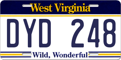 WV license plate DYD248