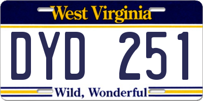 WV license plate DYD251