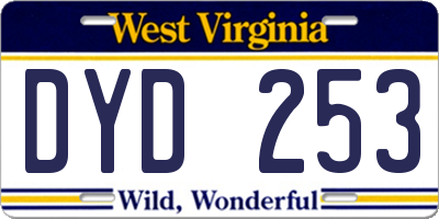 WV license plate DYD253