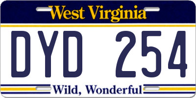 WV license plate DYD254