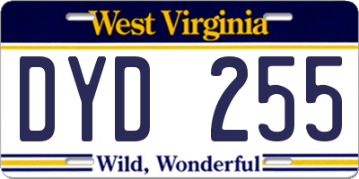 WV license plate DYD255