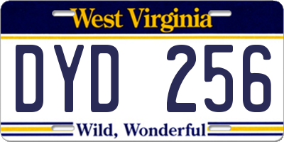 WV license plate DYD256