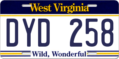 WV license plate DYD258