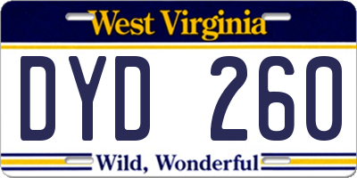 WV license plate DYD260