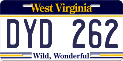 WV license plate DYD262