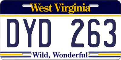WV license plate DYD263