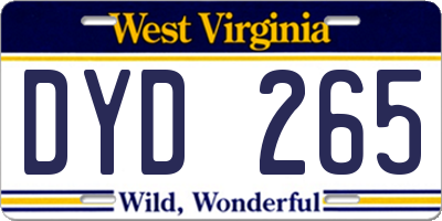 WV license plate DYD265