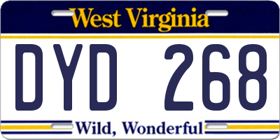 WV license plate DYD268