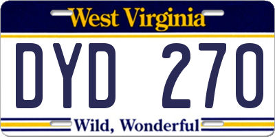 WV license plate DYD270