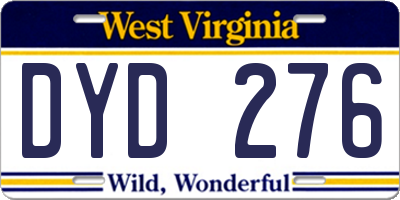 WV license plate DYD276