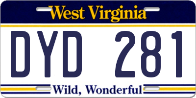 WV license plate DYD281