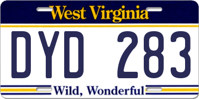 WV license plate DYD283