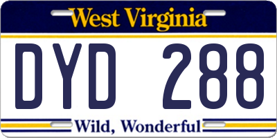 WV license plate DYD288