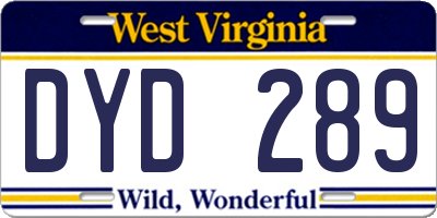 WV license plate DYD289