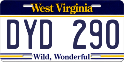 WV license plate DYD290