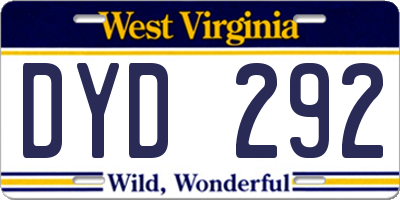 WV license plate DYD292