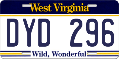 WV license plate DYD296