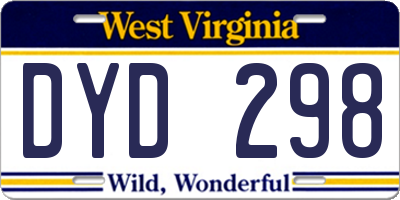 WV license plate DYD298