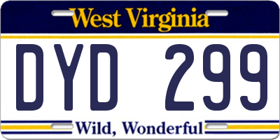 WV license plate DYD299