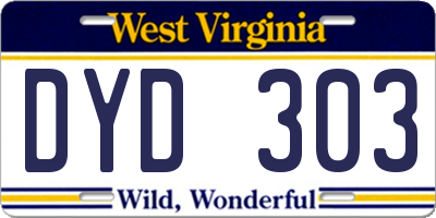 WV license plate DYD303
