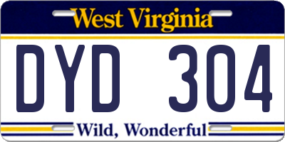 WV license plate DYD304