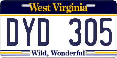 WV license plate DYD305