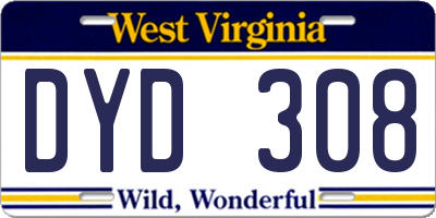 WV license plate DYD308