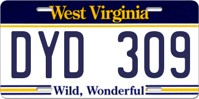 WV license plate DYD309