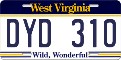 WV license plate DYD310