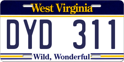 WV license plate DYD311