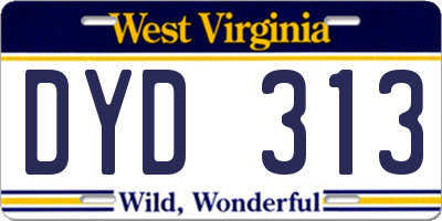 WV license plate DYD313