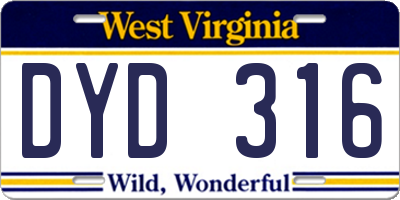 WV license plate DYD316