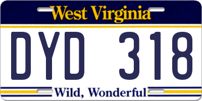 WV license plate DYD318