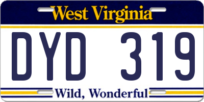 WV license plate DYD319
