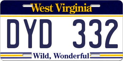 WV license plate DYD332