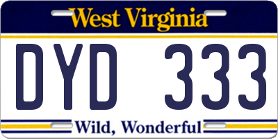 WV license plate DYD333