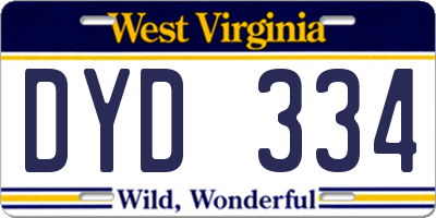 WV license plate DYD334