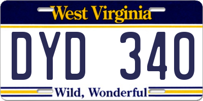 WV license plate DYD340