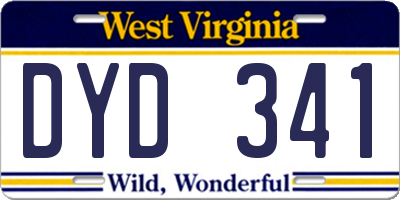 WV license plate DYD341